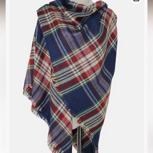 Blanket Scarf Plaid Long Warp Shawls Tartan Knit Winter Warm Lattice Scarves - Picture 8 of 8